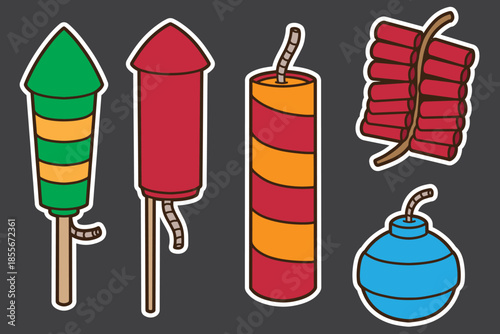 set of firework good for sticker, badge, element design, print design, etc