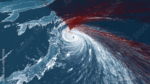 A visual representation of the force and impact path of a typhoon (3)