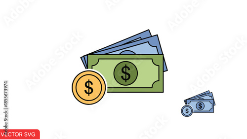 Illustration of currency representing money finance and investment concepts