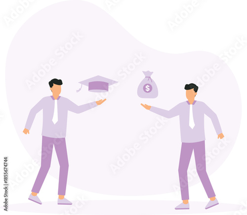 education cost and tuition or scholarship, money for university or graduation, school expense or student debt and college diploma concept
