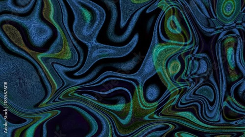Abstract, dark blue, green acid video background with smooth waves and  lines. Dynamic and energetic, for video editing and intros