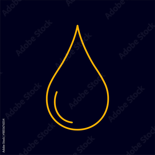 Yellow Water Drop Icon on Dark Background for Modern Art and Branding