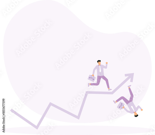 Business failure and aim too high,accident fall from success concept
