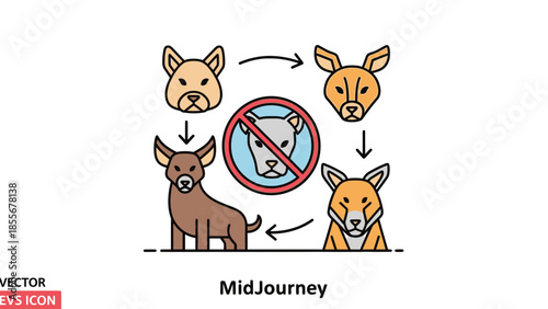 Dog breed evolution diagram conceptual illustration of canine transformation