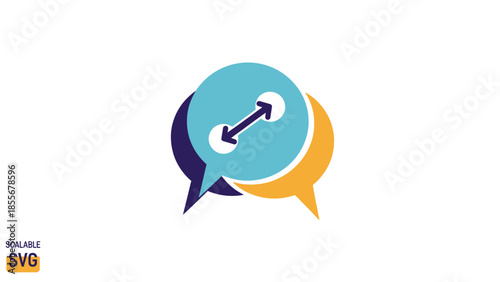 Abstract communication icon dialog bubbles with arrow symbol on white