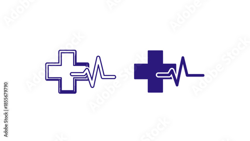Medical cross symbols with ekg waveforms for healthcare and treatment concepts