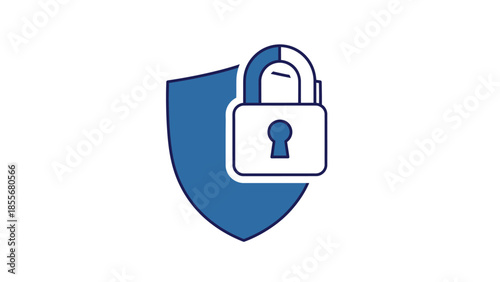 Security concept illustration with shield and padlock symbol on white background