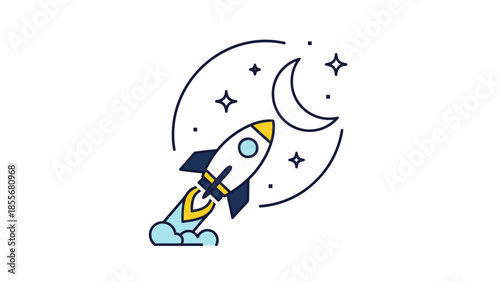 Cosmic icons rocket planet constellation and space themed illustrations