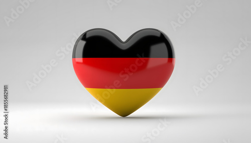 Vibrant 3D heart illustration featuring the German flag colors, symbolizing national pride, love for Germany, and patriotic sentiment in a clean, modern digital rendering Free Download Vibrant 3D heart illustration featuring the German flag colors, symbolizing national pride, love for Germany, and patriotic sentiment in a clean, modern digital rendering - GFXLoad