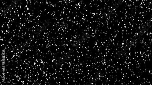 winter snowfall on black background, animation for snow visual effect, overlay layer and compositing