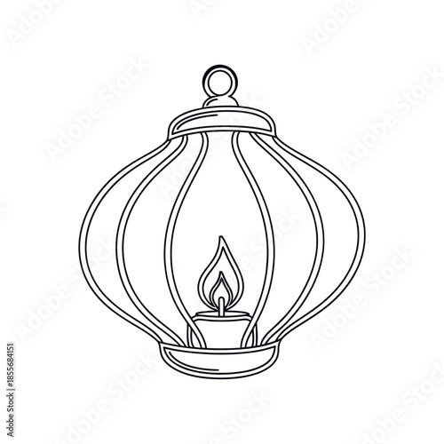Elegant Lantern Design, Candlelight, Cozy Home, Illustration, Warm Atmosphere, Side Perspective, Tranquil Ambiance