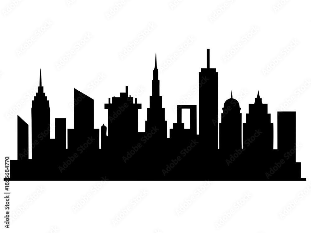 Fototapeta premium Cityscapes & Skylines black silhouette vector