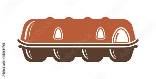 Colored icon for storing eggs. Egg packaging, holder, or box. Shields against absorbing odd food odors. It's ideal to keep eggs in their original carton. For carrying and moving. Isolated vector