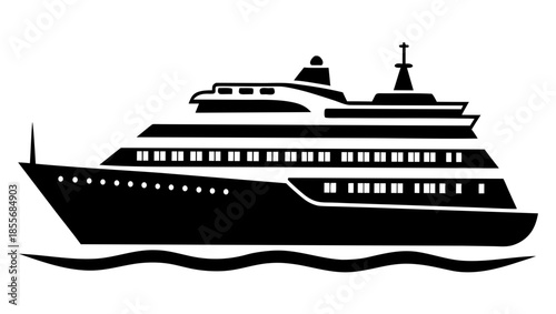 cruise Ship black silhouette vector,ocan Ship symbol,graphic