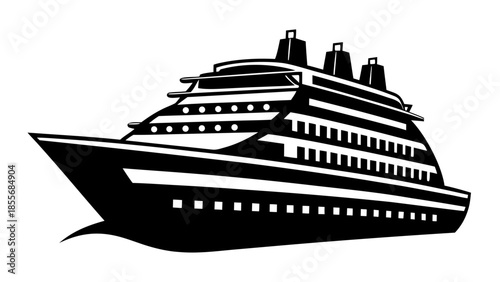 cruise Ship black silhouette vector,ocan Ship symbol,graphic