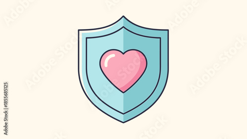 A light blue shield with a pink heart in the center, symbolizing protection, health, and care.