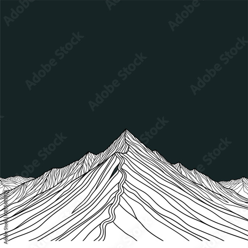 Majestic Mountain Range, Natural Landscape, Illustrative Style, Serene Environment, High Altitude Viewpoint