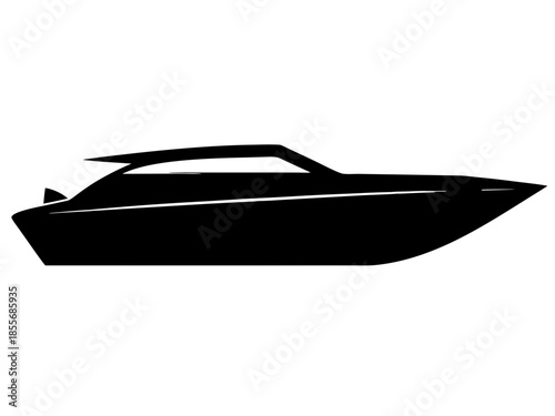 Speedboat Black Silhouette vector,Speedboat  icon vector