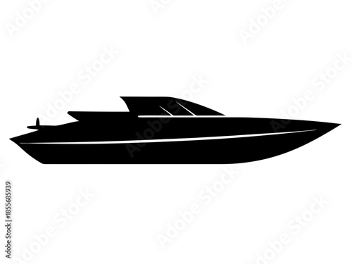 Speedboat Black Silhouette vector,Speedboat  icon vector