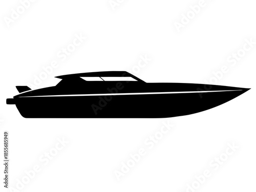 Speedboat Black Silhouette vector,Speedboat  icon vector