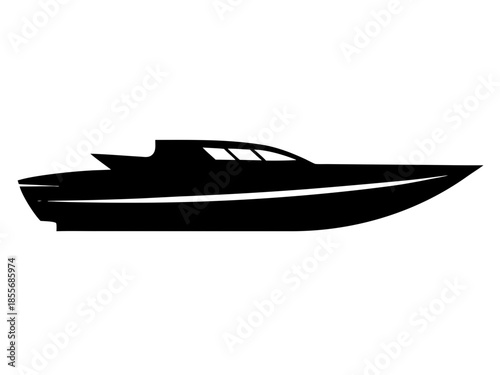 Speedboat Black Silhouette vector,Speedboat  icon vector