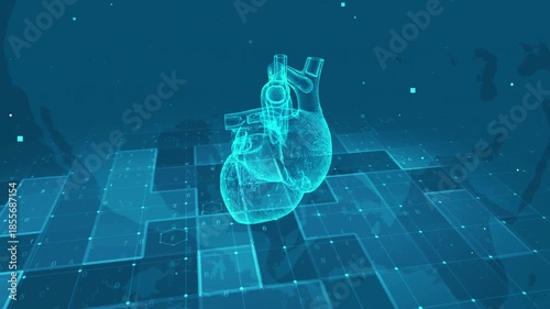 Futuristic Digital Human Heart Anatomy with Medical Data Interface