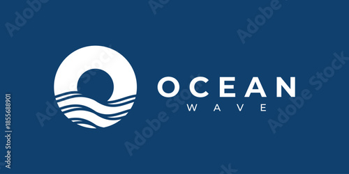Abstract ocean wave circular logo design