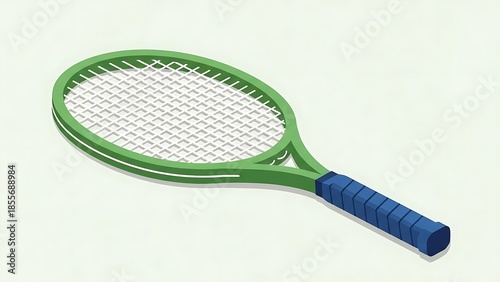 Green tennis racket isolated on white background