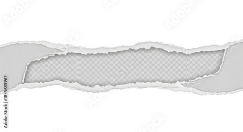 Torn paper edge with transparent hole isolated on transparent background