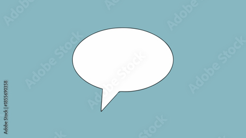 Clean minimalist white speech bubble graphic icon on a light blue background, perfect for conveying messages, thoughts, or conversational elements in digital designs and web applications
