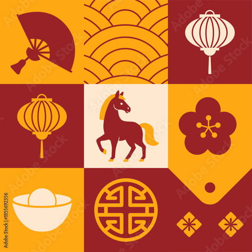 Chinese new year Pattern with traditional Element