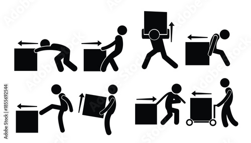 man pushing icon vectors 