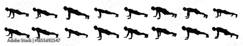 Man push up vector silhouette collection