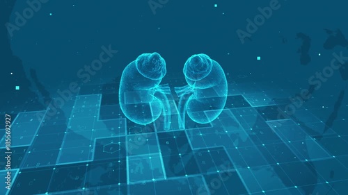 Futuristic Digital Human Kidneys Anatomy with Medical Data Interface