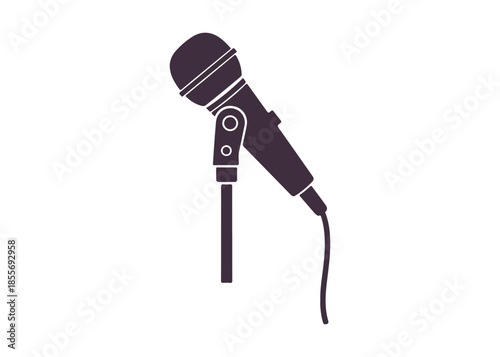 Vector illustration of a microphone. Isolated microphone, retro-style flat illustration symbol  Vector
