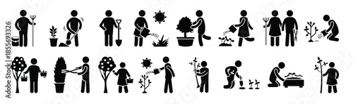  pack of gardening plants glyph icons