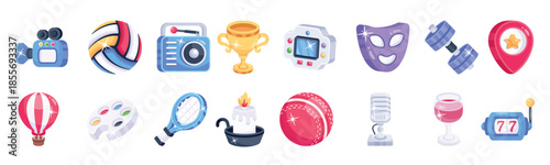 pack of hobbies icon vectors