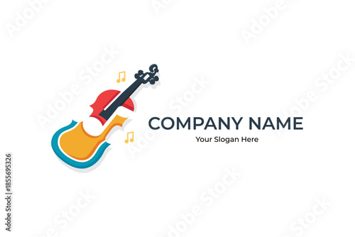 modern colorful violin music logo design  template illustration