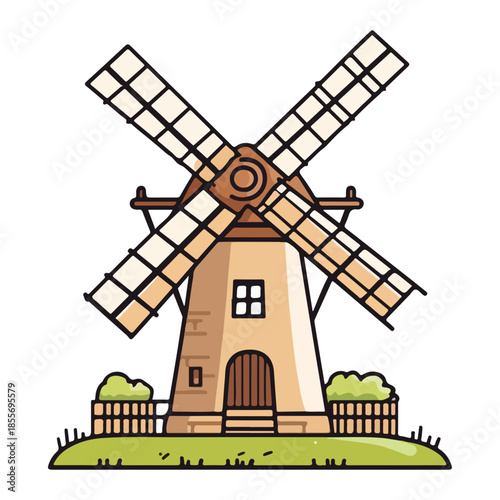 dutch tulip season, festival, windmill, vector, transparent background, wind, old, traditional, energy, wooden, ancient, holland, historic, rural, countryside, farm, architecture, landscape