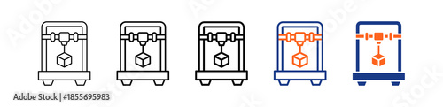 3D Printing Different Set Vector Icon