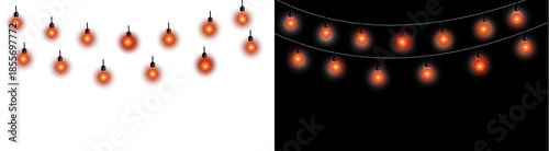 Φωτογραφία PNG image of String lights featuring glowing orange Edison bulbs illuminating a
