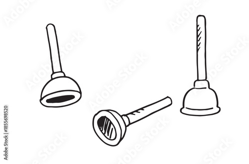 Hand drawn sink plunger doodle.