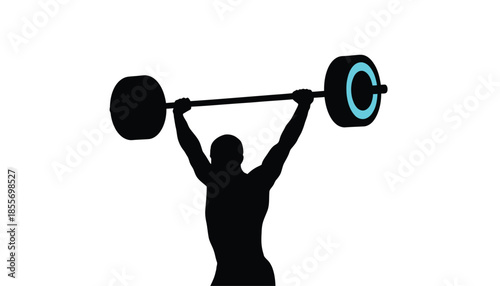 Man Lifting Barbell with Blue Accent