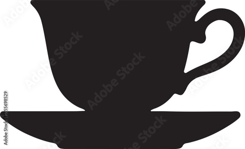 Black Silhouette of a Teacup and Saucer coffee cup