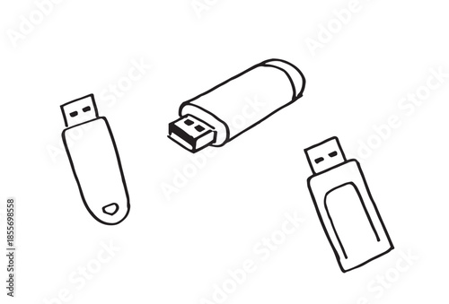 memory USB stick hand drawn doodle.
