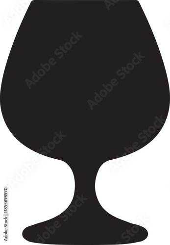 Black silhouette of a brandy snifter glass on a white background Keywords: brandy glass, snifter, cognac glass