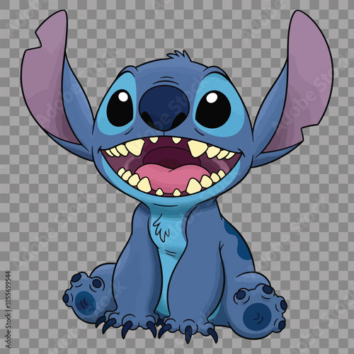 A cute and happy cartoon monster vector illustration featuring a funny character face with a wide smile and sharp teeth for a fun Halloween art design