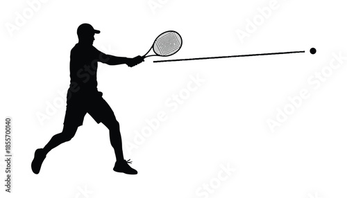 Badminton Player Hitting Shuttlecock in Silhouette