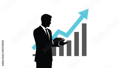 Businessman Holding Tablet with Growing Graph Chart