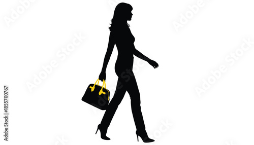 Businesswoman Walking with Briefcase Silhouette